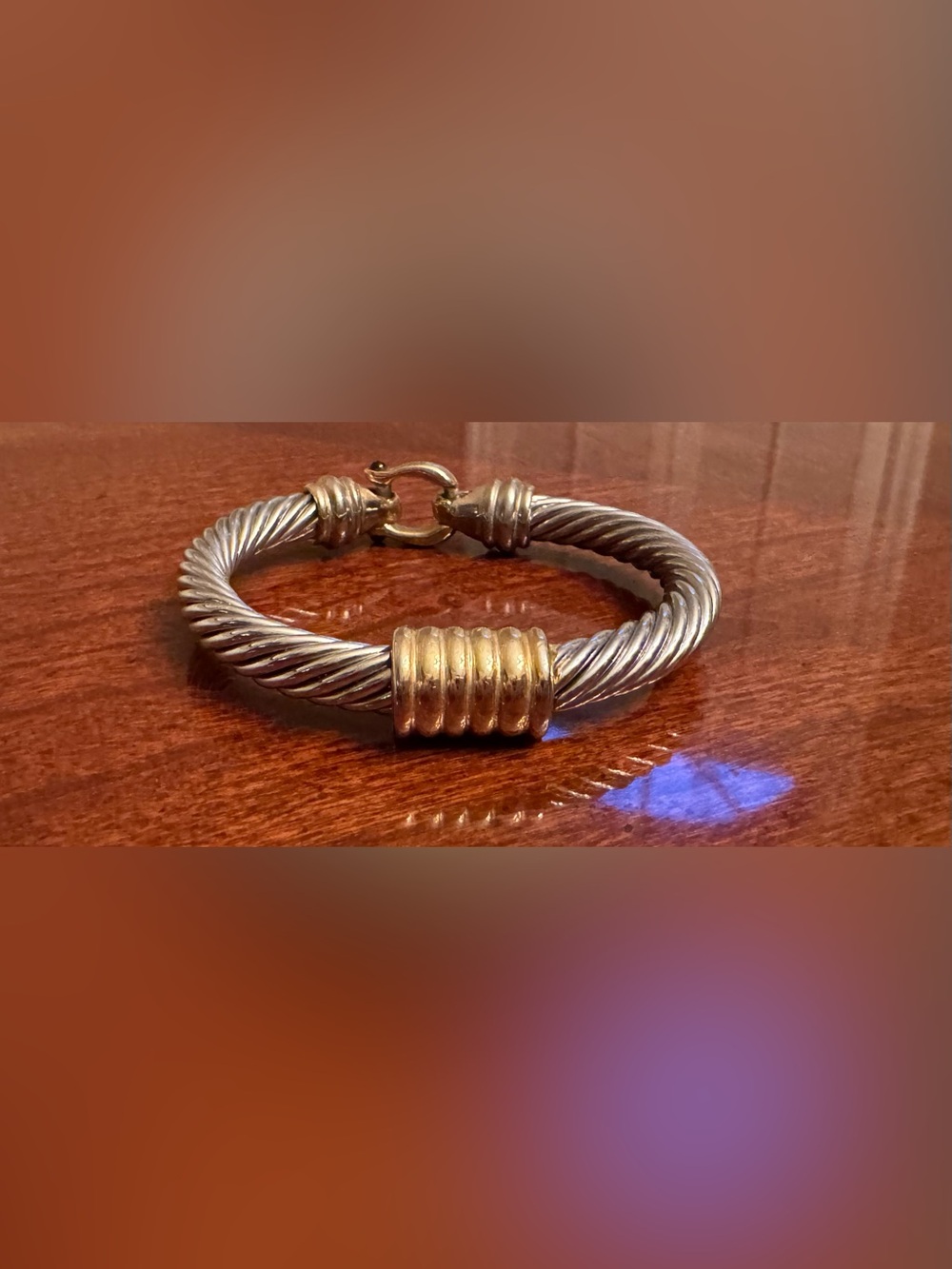 Chico’s Two-Tone Gold and Silver Twist Cable Bracelet